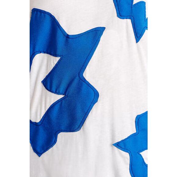 Left of Center Anthropologie | NWT Alamere Blue Abstract White Cotton Tank - Picture 2 of 12